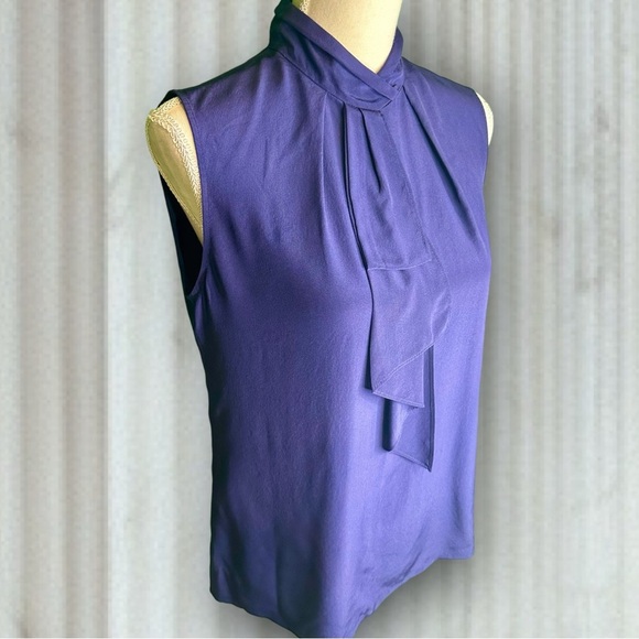Ted Baker London ‘Syna’ Scarf Neck 100% Silk Sleeveless Top US Size 6 in Indigo - Picture 8 of 14